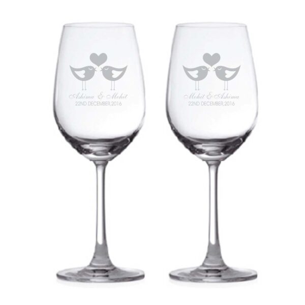 Personalised Love Birds Wine Glasses