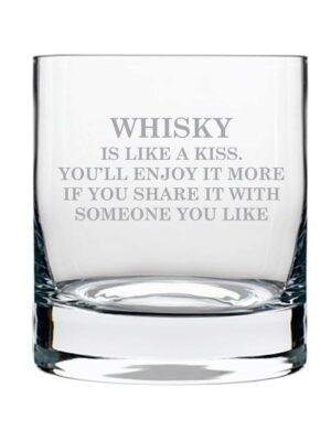 Whiskey is Like Kiss Engraved Whisky Glass