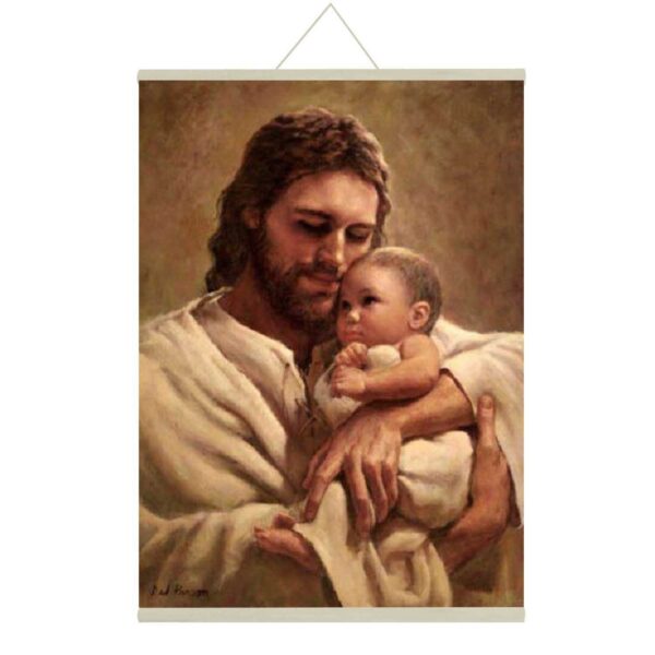 Lord Jesus With Children Canvas Scroll