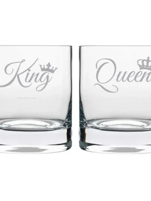 King Queen Engraved Whiskey Glasses