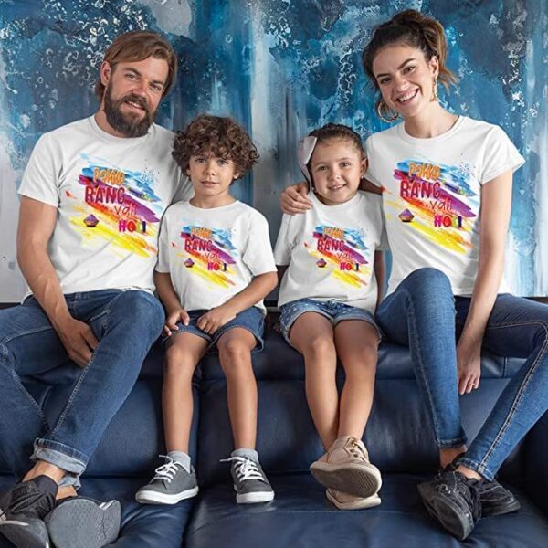 Holi Family T-Shirts Printed Pakke Rang Vali Holi