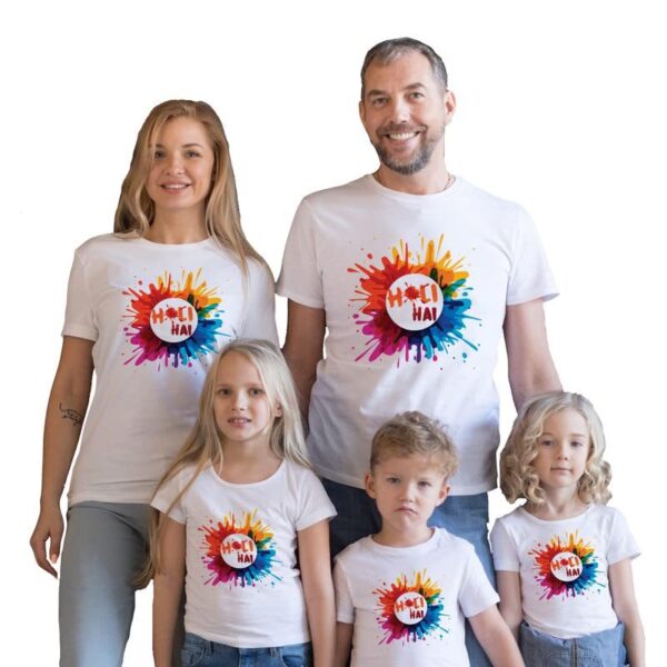 Holi Family T-Shirts Printed Holi Hai