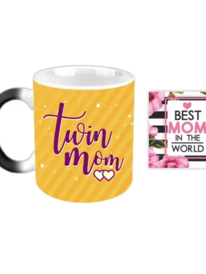 TheYaYaCafe Yaya Cafe Mothers Day Gifts for New Twin Mom Magic Coffee Mug with Coaster