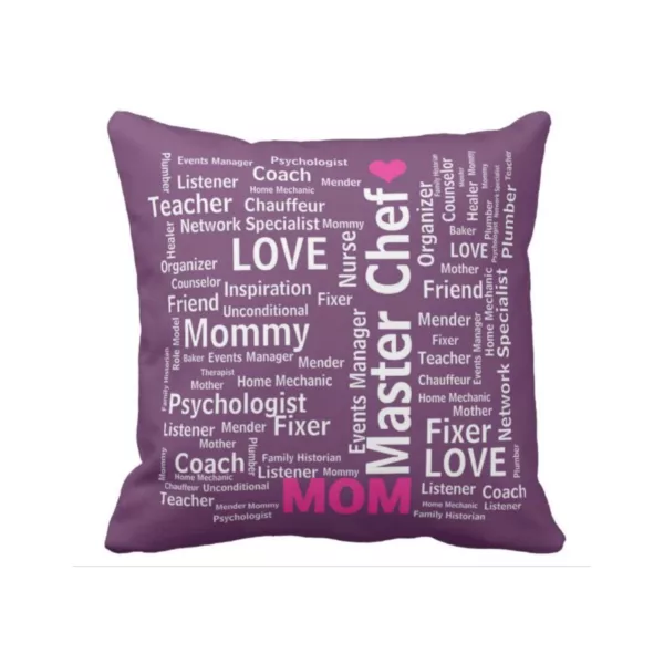 Master Chef Mom Printed Velvet Cushion Cover 16x16 Inches With Filler