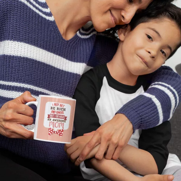 White Coffee Mug Printed Mommy Queen With Coaster
