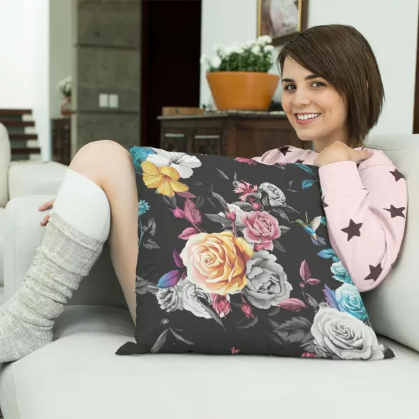 TheYaYaCafe® 12X12 inches Cushion Cover Good-Looking Floral Flowers Printed Sofa Throw Pillows
