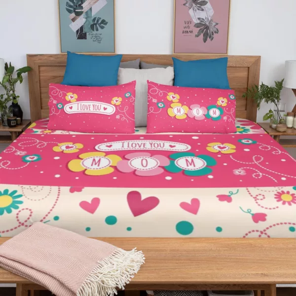 I Love You Mom Floral Bedsheet