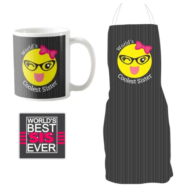 Worlds Coolest Sister Gift Hamper Set of 2 - Mug, Coaster