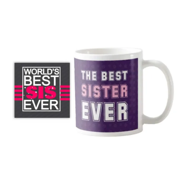 The Best Sister Ever Gift Hamper Set of 3 - Mug, Cushion Cover, Coaster