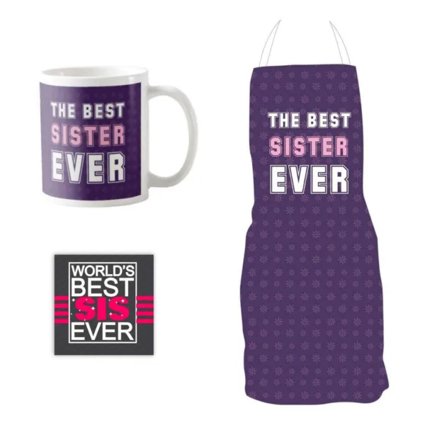 The Best Sister Ever Gift Hamper Set of 3 - Mug, Cushion Cover, Coaster
