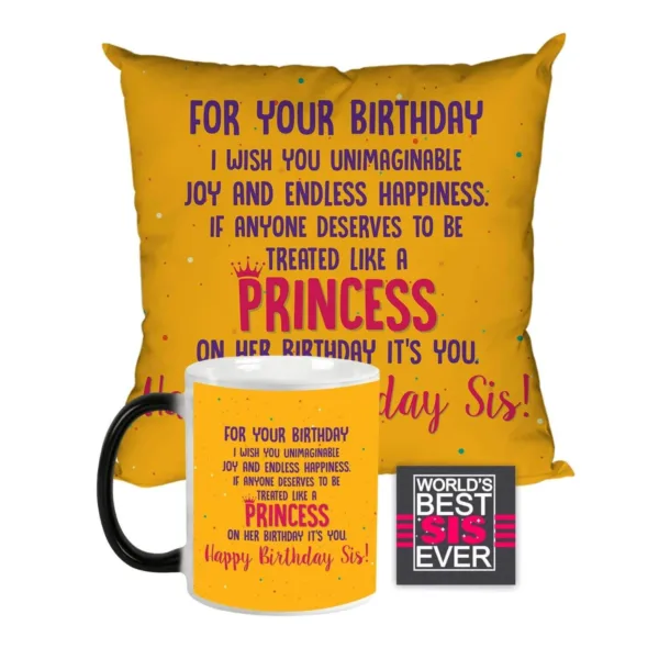 I Wish You Unimaginable Joy and Endless Happiness Gift Combo Hamper Set of 3 - Mug, coaster , cushion
