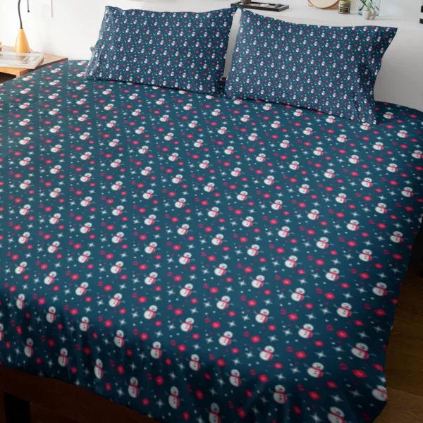 Snowman Pattern Christmas Bedsheet