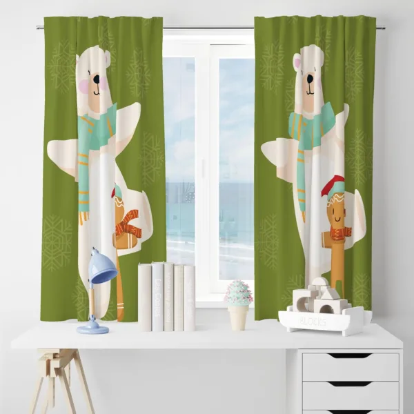 Cute Bear Design Christmas Curtain