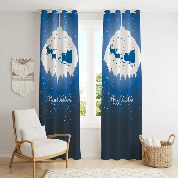 Santa in the Moon Christmas Curtain