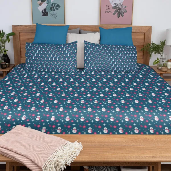 Snowman Pattern Christmas Bedsheet
