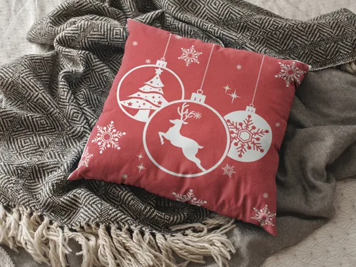 Christmas Balls Design Cushion Cover