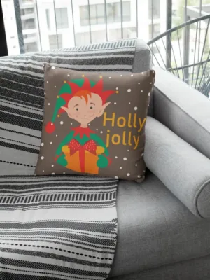 Jolly Holly Design Christmas Cushion Cover