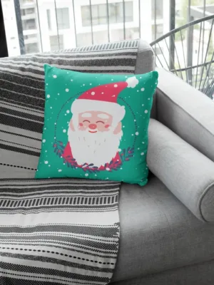 Greenish Santa Design Christmas Cushion Cover