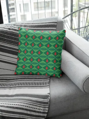 Green Diamond Pattern Christmas Cushion Cover