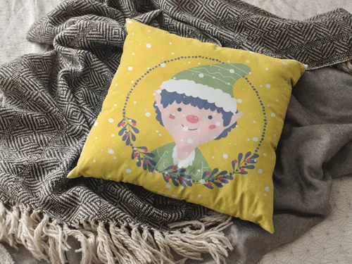 Adorable Elf Christmas Cushion Cover