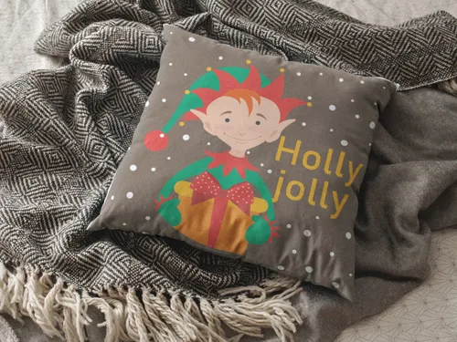 Jolly Holly Design Christmas Cushion Cover
