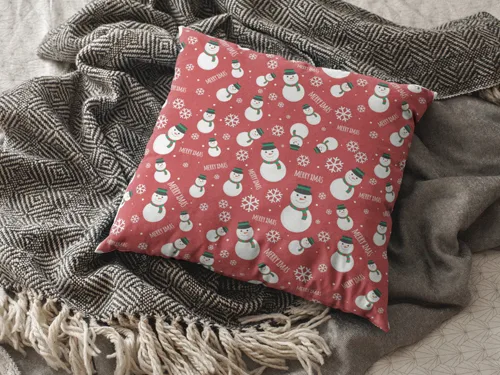 Small Snowman Pattern Christmas Cushion Cover