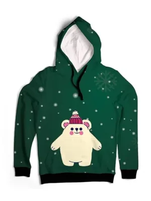 Green - Cute Bear Christmas Hoodie