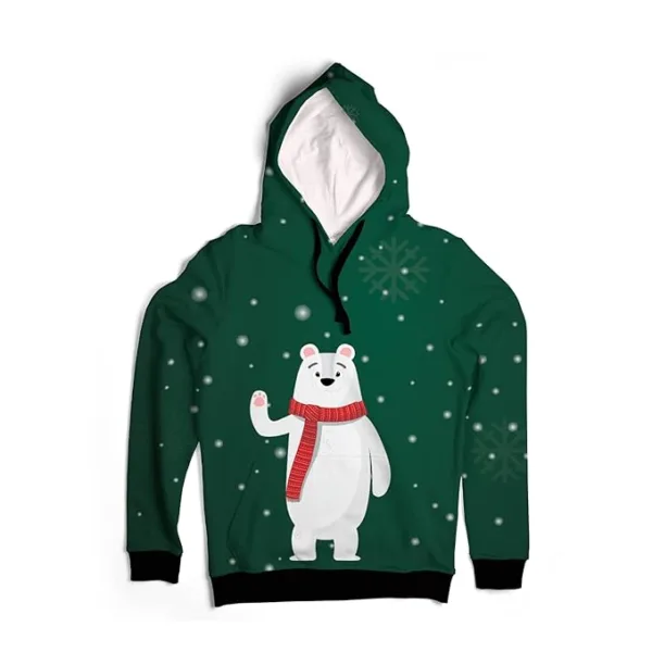 Green - White Bear Christmas Hoodie