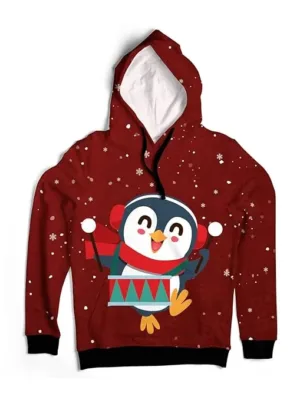 Red - Penguin Christmas Hoodie