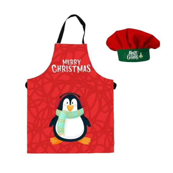 Christmas Kids Apron With Hat Printed Penguin Merry Christmas
