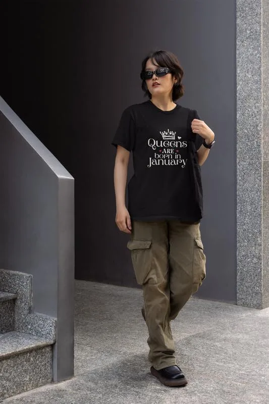 Queens are Born in Birthday T-Shirt for Women