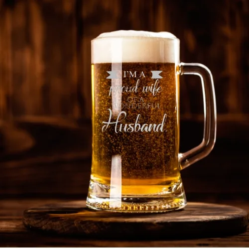 Valentine Gift Proud Wife of Wonderful Husband Beer Mug