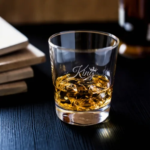 Valentine Gifts Engraved King Whiskey Glass For Husband