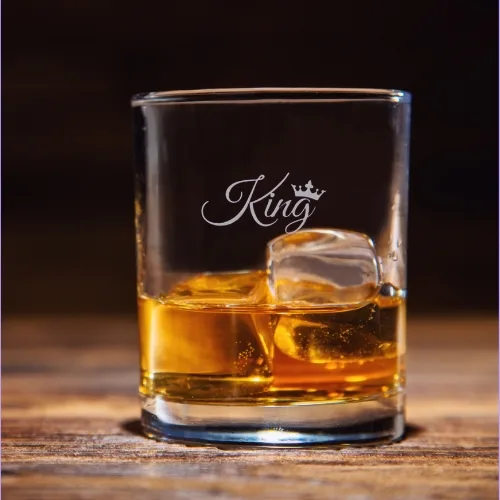 Valentine Gift Engraved King Whiskey Glass For Husband