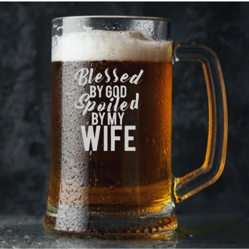 Valentine Gift Blessed by God Spoiled by My Wife Beer Mug