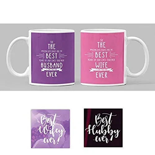 Valentine Gifts Coffee Mugs Best Husband Wife Ever Set Of 4