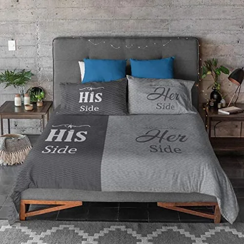 Valentine Gifts Couple Bedsheet His Her Side With Pillow Covers