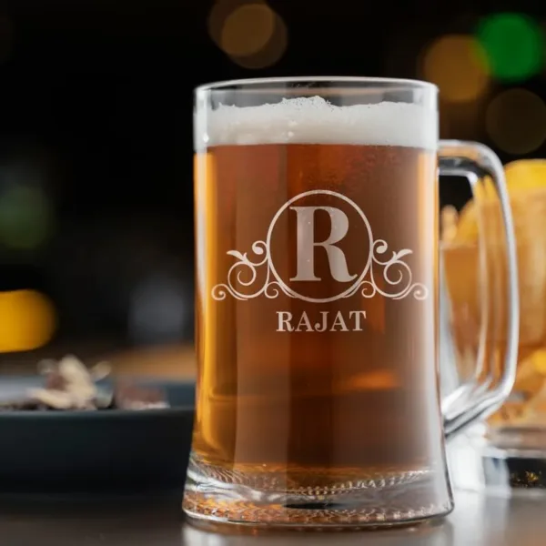 Personalized Name Engraved Beer Mug Design 1
