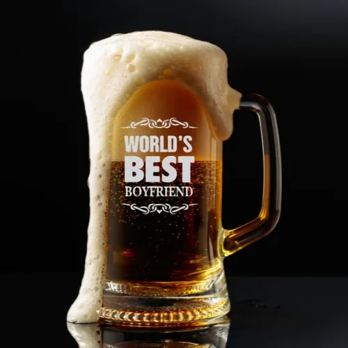 Valentine Gifts Engraved Worlds Best Boyfriend Beer Mug