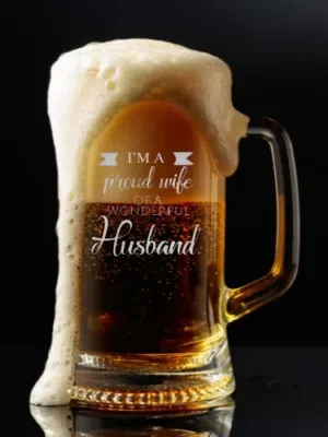 Valentine Gift Proud Wife of Wonderful Husband Beer Mug