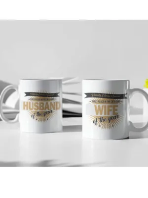 Valentine Gifts Coffee Mugs Husband Wife of The Year Set Of 2