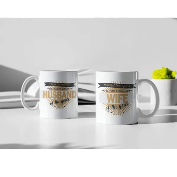 Valentine Gifts Coffee Mugs Husband Wife of The Year Set Of 2