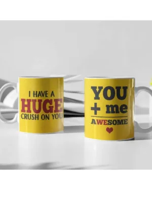 Valentine Gift Coffee Mugs Crush On You & Awesome Set Of 2