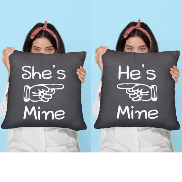 Valentine Gifts He Mine She Mine His Her Love Cushion Covers Set of 4
