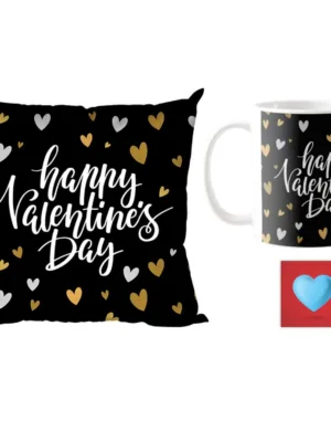 Valentine Gift Hamper Coffee Mug Happy Valentines Day & Cushion Cover