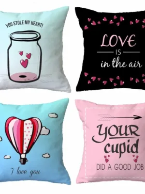 Love Is In The Air Valentine Special Gift Couple Cushion Covers Set of 4
