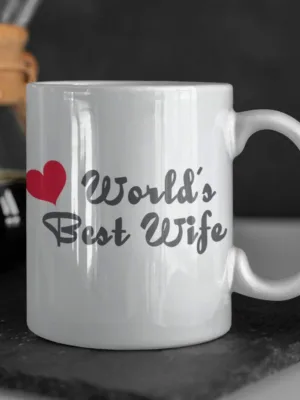 Valentine Gift Coffee Mug World's Best Wife With Coaster