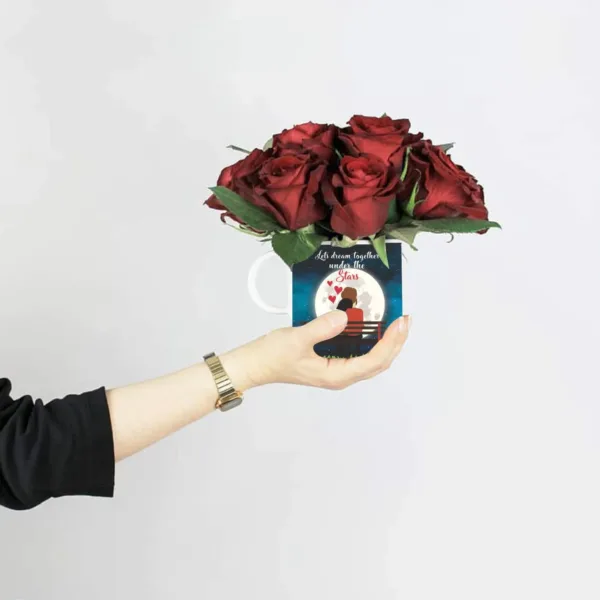 Valentine Gifts let's Dream Together Coffee Mug & Bunch Of Roses