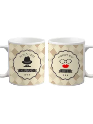 Valentine Gift Coffee Mugs World's Best Husband & Wife