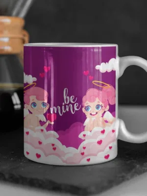 Valentine Gift Coffee Mug Be Mine & Coaster For couples
